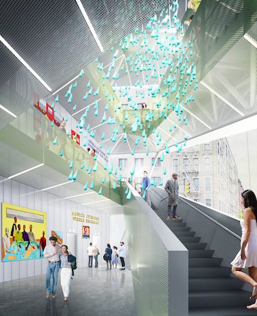 New Museum new york city manhattan expanded building galleries atrium workshops Toby Devan Lewis staircase installation
