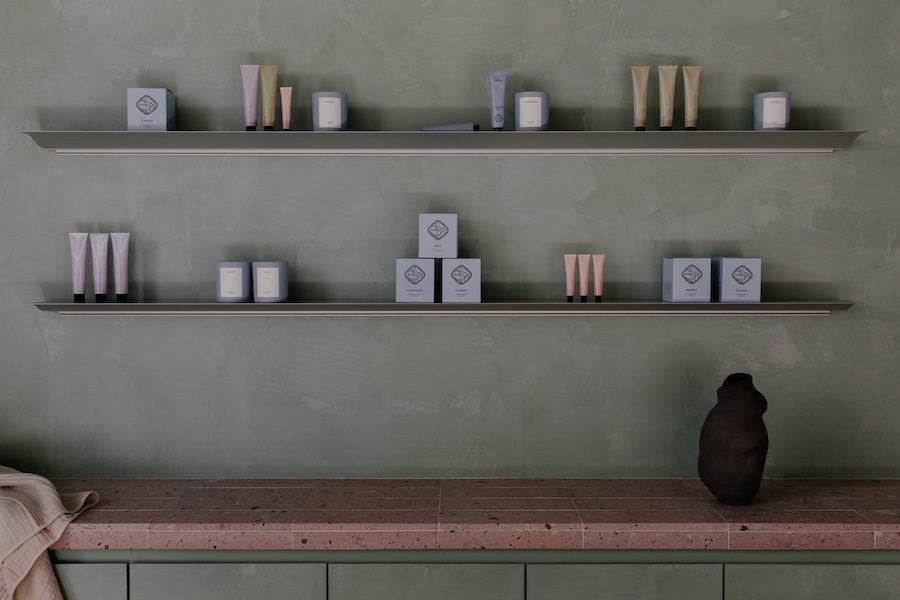 blue nomad skincare studio new york product shelf