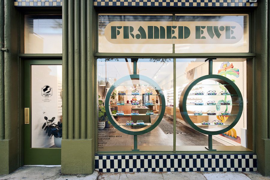 framed ewe eyewear glasses store olive green facade exterior