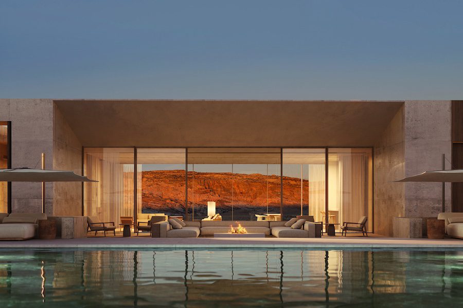 Aman Residences, Amangiri desert rock landscape organic architecture open concept pool