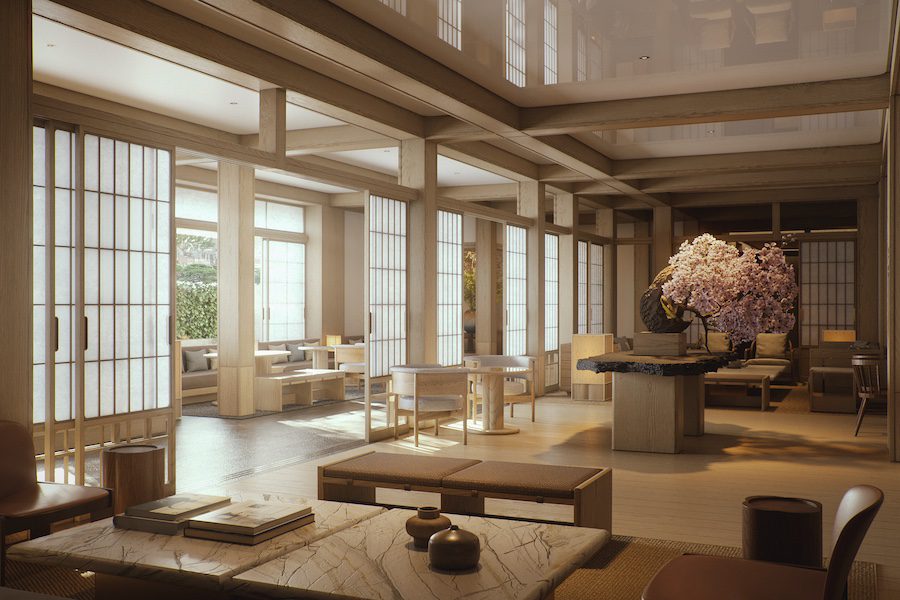 Capella Kyoto Living Lounge zen japanese craftsmanship paper screens wood