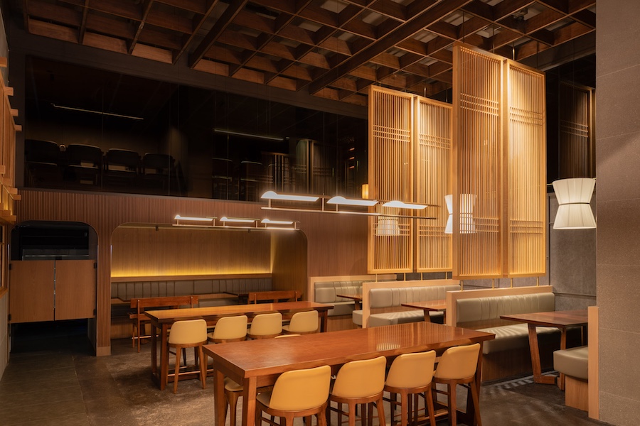 DubuHaus tofu restaurant midtown manhattan new york hanok traditional korean house minimalism wooden lattices dining booths