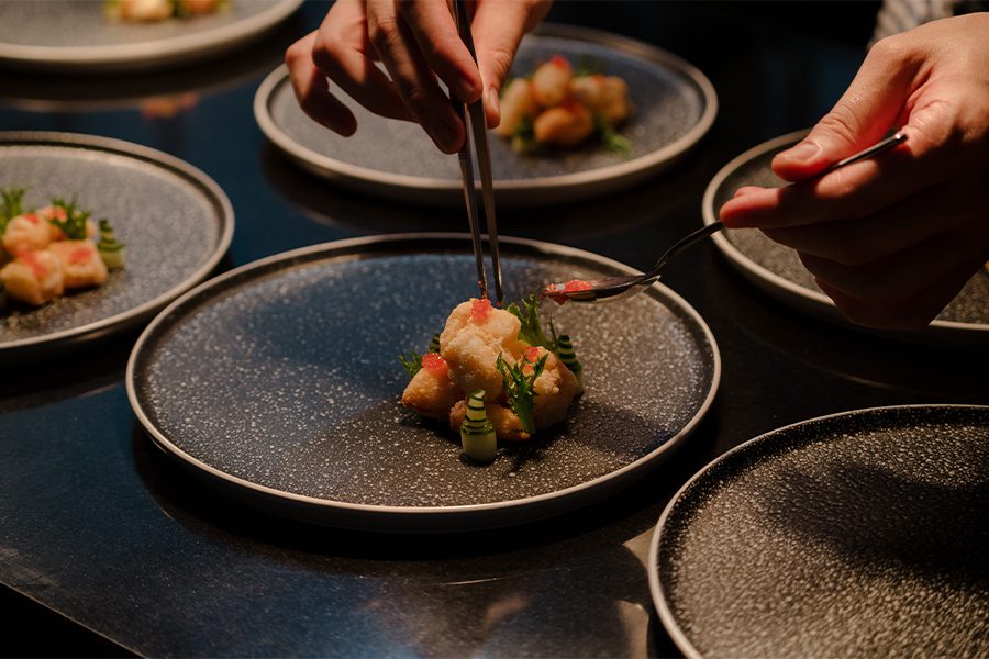 fine dining restaurant tasting menu chef plating meal