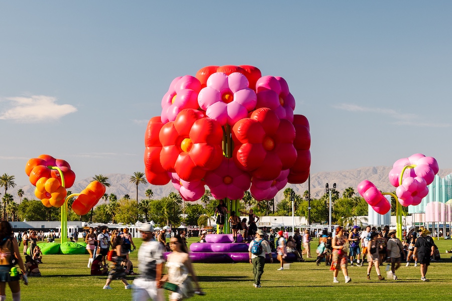 Uchronia’s Le Grand Bouquet - Coachella 2025 california inflatable flowers pink red