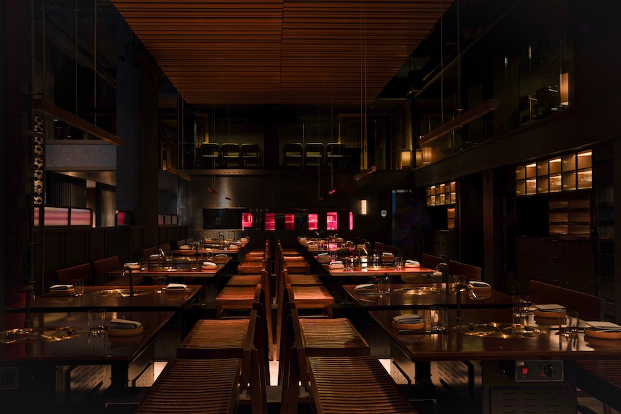 Howoo korean barbecue midtown manhattan new york dark wood dim lighting