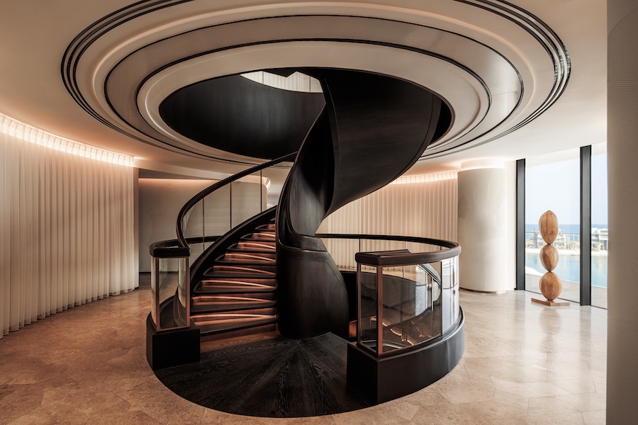 Jumeirah Marsa Al Arab spa stairs matte black sculptural staircase