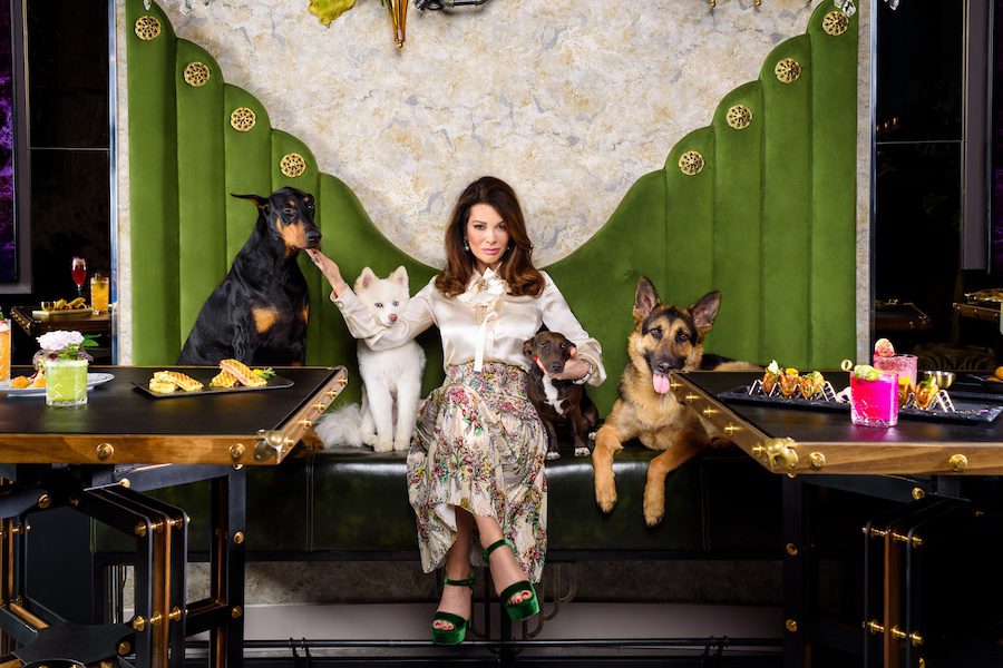 lisa vanderpump hotel las vegas green banquette dogs german shepherd