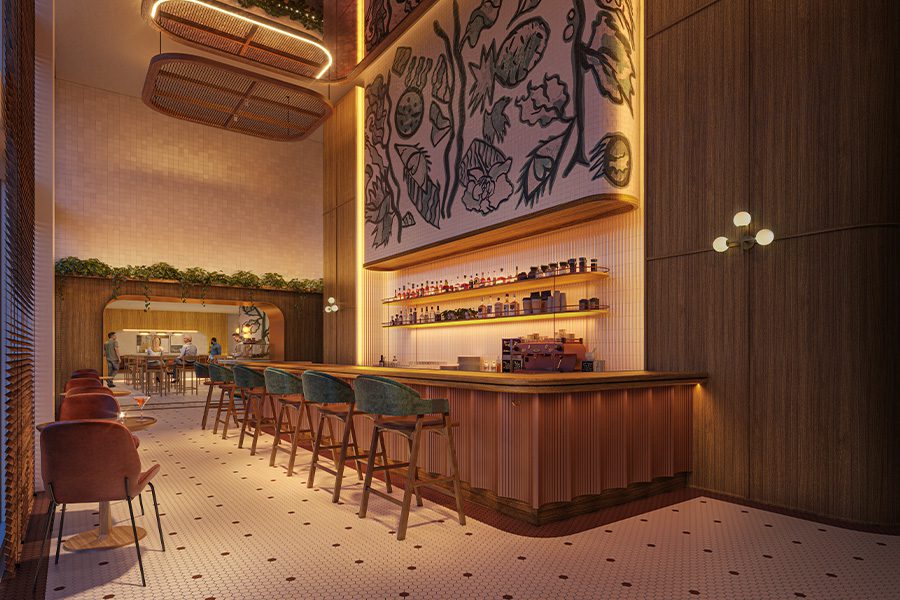 the bloom and shade 100 Biscayne restaurant lounge urban robot